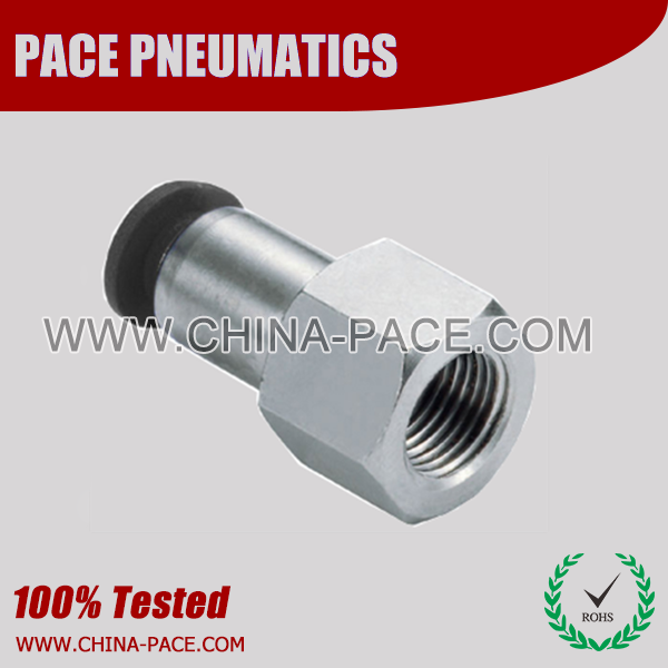 Compact Female Round Straight One Touch Fittings,Compact One Touch Fitting, Miniature Pneumatic Fittings, Air Fittings, one touch tube fittings, Pneumatic Fitting, Nickel Plated Brass Push in Fittings